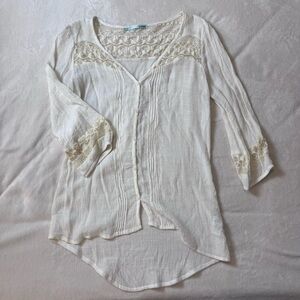 Maurices Cream Lace Accent Blouse